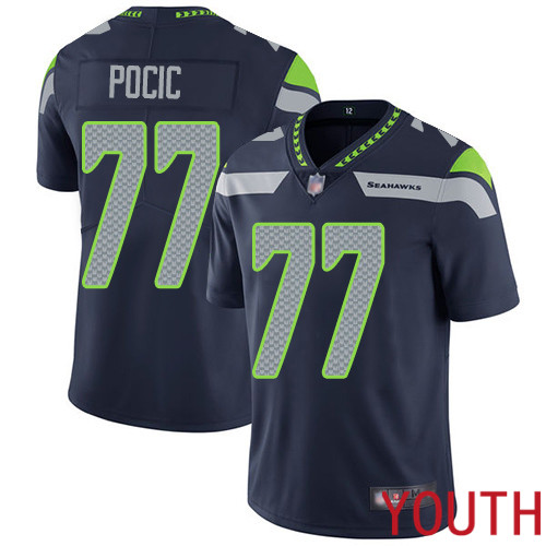 Seattle Seahawks Limited Navy Blue Youth Ethan Pocic Home Jersey NFL Football 77 Vapor Untouchable